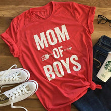 Load image into Gallery viewer, Fashion Letter MOM OF BOYS Print T Shirt Women Summer Tops Ladies Short Sleeve Casual Loose T-Shirts Women Tee Shirt Femme