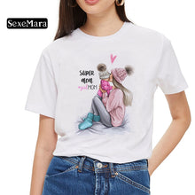 Load image into Gallery viewer, SexeMara Super Mom T shirt Women Mother's Love Print White T-shirt Harajuku Mama TShirt Vogue Tops tee shirt Femme Vogue Summer
