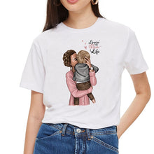 Load image into Gallery viewer, SexeMara Super Mom T shirt Women Mother's Love Print White T-shirt Harajuku Mama TShirt Vogue Tops tee shirt Femme Vogue Summer
