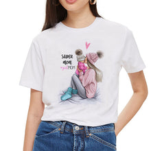 Load image into Gallery viewer, SexeMara Super Mom T shirt Women Mother's Love Print White T-shirt Harajuku Mama TShirt Vogue Tops tee shirt Femme Vogue Summer