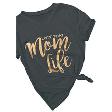 Load image into Gallery viewer, 2019 ladies New Summer Plus Size cute Women Casual Mom Life Letter Print Short Sleeve V-neck Top T-shirt