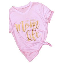 Load image into Gallery viewer, 2019 ladies New Summer Plus Size cute Women Casual Mom Life Letter Print Short Sleeve V-neck Top T-shirt