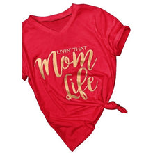 Load image into Gallery viewer, 2019 ladies New Summer Plus Size cute Women Casual Mom Life Letter Print Short Sleeve V-neck Top T-shirt