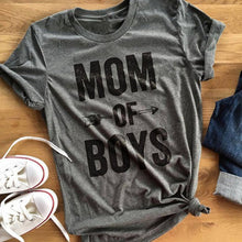 Load image into Gallery viewer, Fashion Letter MOM OF BOYS Print T Shirt Women Summer Tops Ladies Short Sleeve Casual Loose T-Shirts Women Tee Shirt Femme