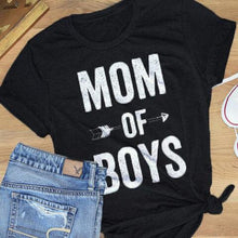 Load image into Gallery viewer, Fashion Letter MOM OF BOYS Print T Shirt Women Summer Tops Ladies Short Sleeve Casual Loose T-Shirts Women Tee Shirt Femme
