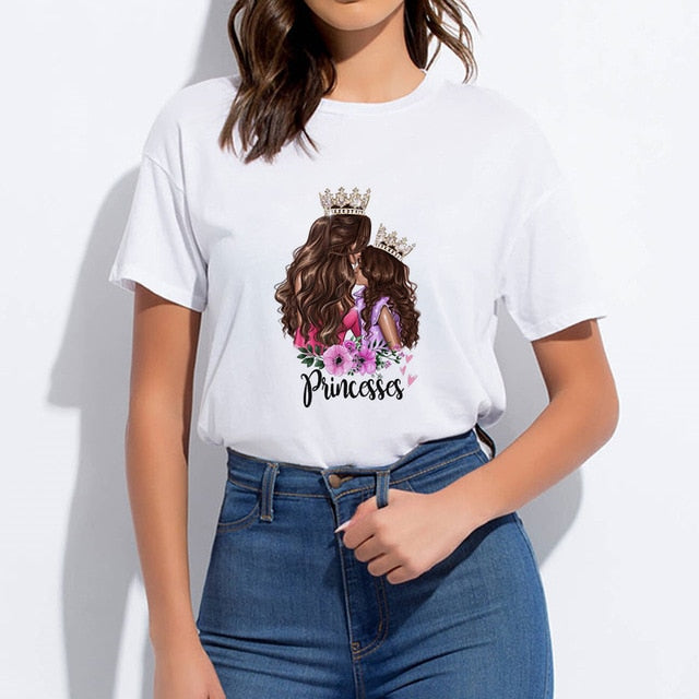 Super Mom Round Collar Tshirt Pop Harajuku Trendy Hipster Punk Kawaii  T-shirt Oversize Vogue Spring Summer Hip Hop Cute T shirt