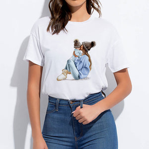 Super Mom Round Collar Tshirt Pop Harajuku Trendy Hipster Punk Kawaii  T-shirt Oversize Vogue Spring Summer Hip Hop Cute T shirt