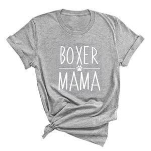 Boxer Mama Tshirt Boxer Dog Mom Life Letters Printed T Shirt Women O-Neck Casual Cotton Funny Animal Lover T-Shirt