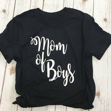 Load image into Gallery viewer, Mom of Boys T-Shirt Letter Print Mama Graphic Tees Fashion Clothes T Shirt Summer Style Outfits Tshirt Tops
