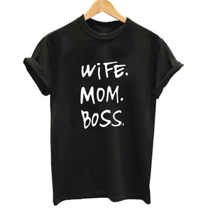 Wife Mom Boss Letter Print T Shirt Women Short Sleeve O Neck Loose Tshirt 2020 Summer Women Tee Shirt Tops Camisetas Mujer