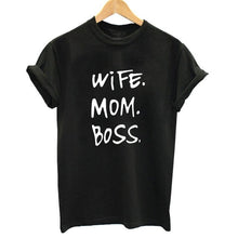 Load image into Gallery viewer, Wife Mom Boss Letter Print T Shirt Women Short Sleeve O Neck Loose Tshirt 2020 Summer Women Tee Shirt Tops Camisetas Mujer
