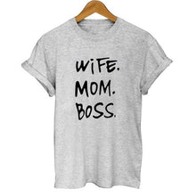 Load image into Gallery viewer, Wife Mom Boss Letter Print T Shirt Women Short Sleeve O Neck Loose Tshirt 2020 Summer Women Tee Shirt Tops Camisetas Mujer
