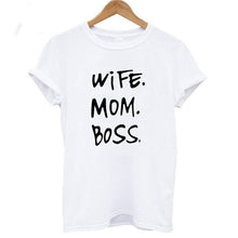 Load image into Gallery viewer, Wife Mom Boss Letter Print T Shirt Women Short Sleeve O Neck Loose Tshirt 2020 Summer Women Tee Shirt Tops Camisetas Mujer
