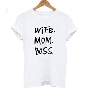 Wife Mom Boss Letter Print T Shirt Women Short Sleeve O Neck Loose Tshirt 2020 Summer Women Tee Shirt Tops Camisetas Mujer