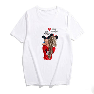 2019 Fashion S-3XL Summer Women Casual Short Sleeve Super Mama Ladies O Neck T Shirt Loose Mom and Son Baby Boys Print Tops