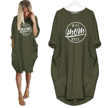 Load image into Gallery viewer, 2019 Fashion T-Shirt for Women Pocket WIFE MOM BOSS Letters Print Tshirt Plus Size Tops Graphic Tees Women Off The Shoulder
