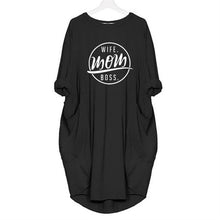 Load image into Gallery viewer, 2019 Fashion T-Shirt for Women Pocket WIFE MOM BOSS Letters Print Tshirt Plus Size Tops Graphic Tees Women Off The Shoulder
