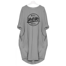 Load image into Gallery viewer, 2019 Fashion T-Shirt for Women Pocket WIFE MOM BOSS Letters Print Tshirt Plus Size Tops Graphic Tees Women Off The Shoulder
