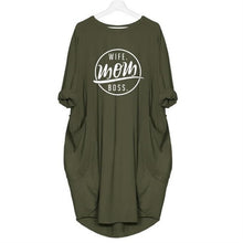 Load image into Gallery viewer, 2019 Fashion T-Shirt for Women Pocket WIFE MOM BOSS Letters Print Tshirt Plus Size Tops Graphic Tees Women Off The Shoulder

