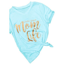 Load image into Gallery viewer, 2019 ladies New Summer Plus Size cute Women Casual Mom Life Letter Print Short Sleeve V-neck Top T-shirt
