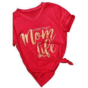2019 ladies New Summer Plus Size cute Women Casual Mom Life Letter Print Short Sleeve V-neck Top T-shirt