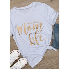 Load image into Gallery viewer, 2019 ladies New Summer Plus Size cute Women Casual Mom Life Letter Print Short Sleeve V-neck Top T-shirt
